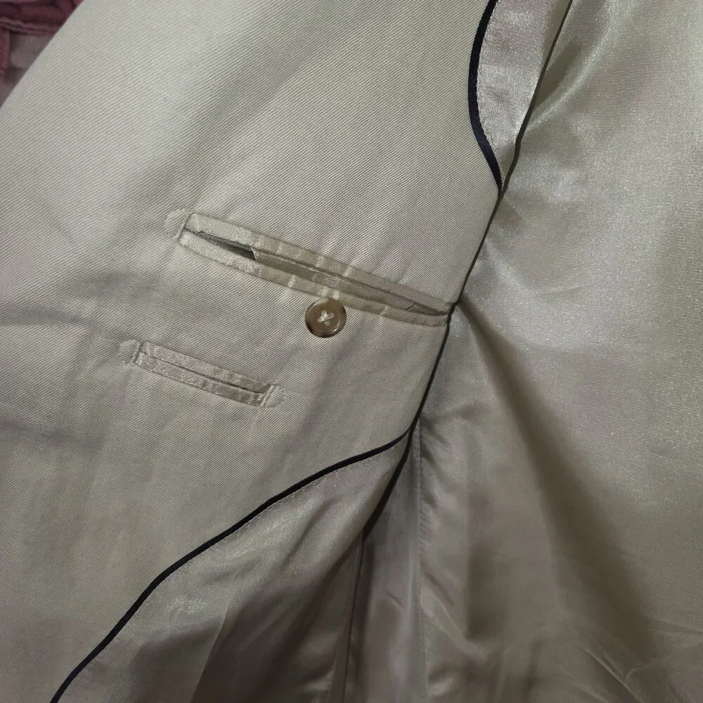 Banana Republic Mens Cotton Linen 3-Button Suit Jacket Blazer Beige Tan 42L
